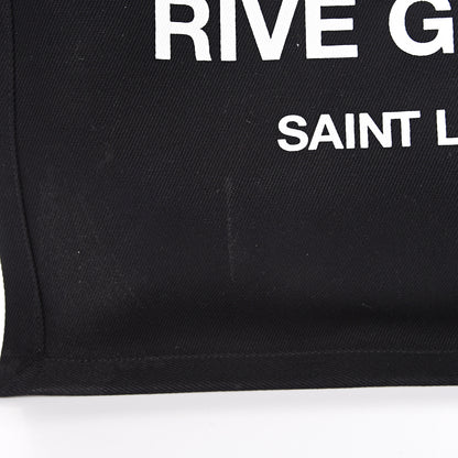 Saint Laurent Linen Calfskin Rive Gauche Tote Black 10 of 11