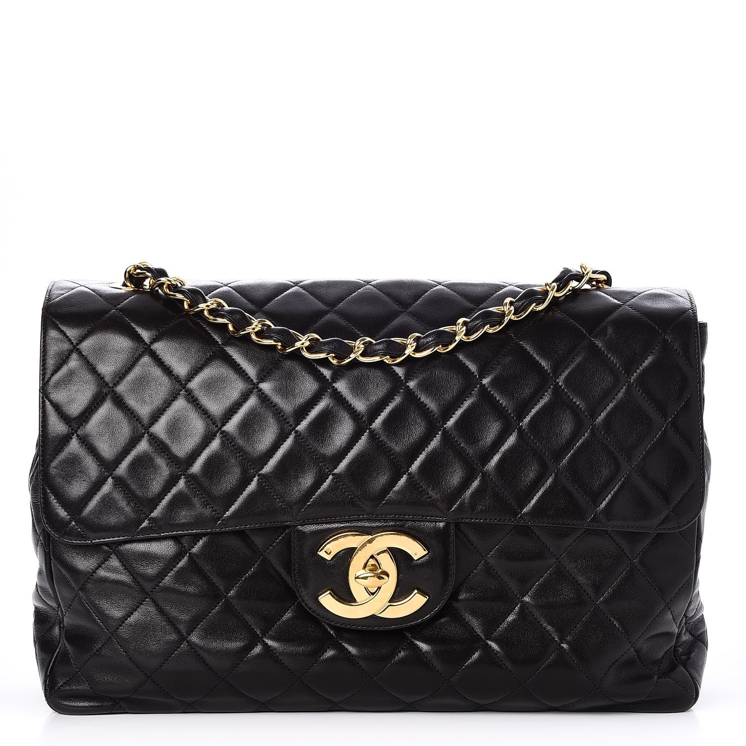 Chanel Lambskin Quilted XL Jumbo Single Flap Black 1 of 8