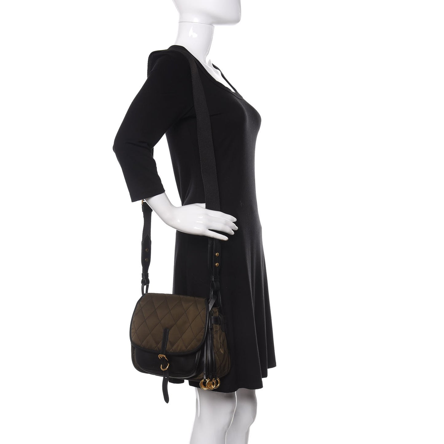 Tessuto Nylon City Calfskin Quilted Crossbody Mimetico Black