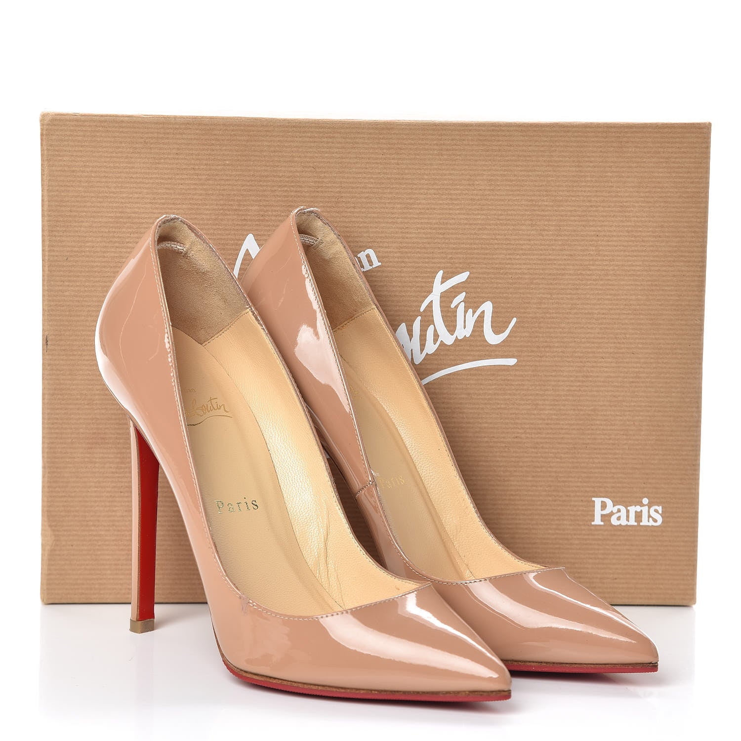 Christian Louboutin Patent Pigalle 120 Pumps 37.5 Nude 9 of 9