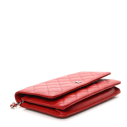 Chanel Caviar Quilted Wallet on Chain WOC Red 4 of 10