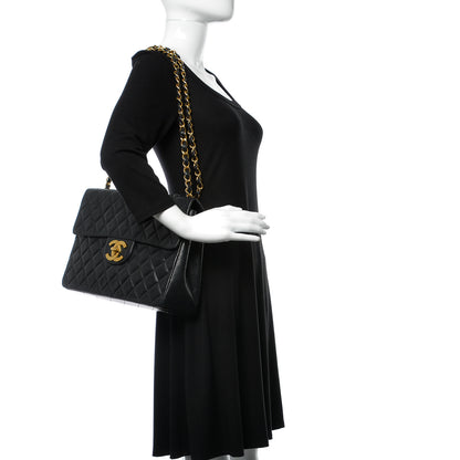 Chanel Lambskin Quilted XL Jumbo Single Flap Black 2 of 12