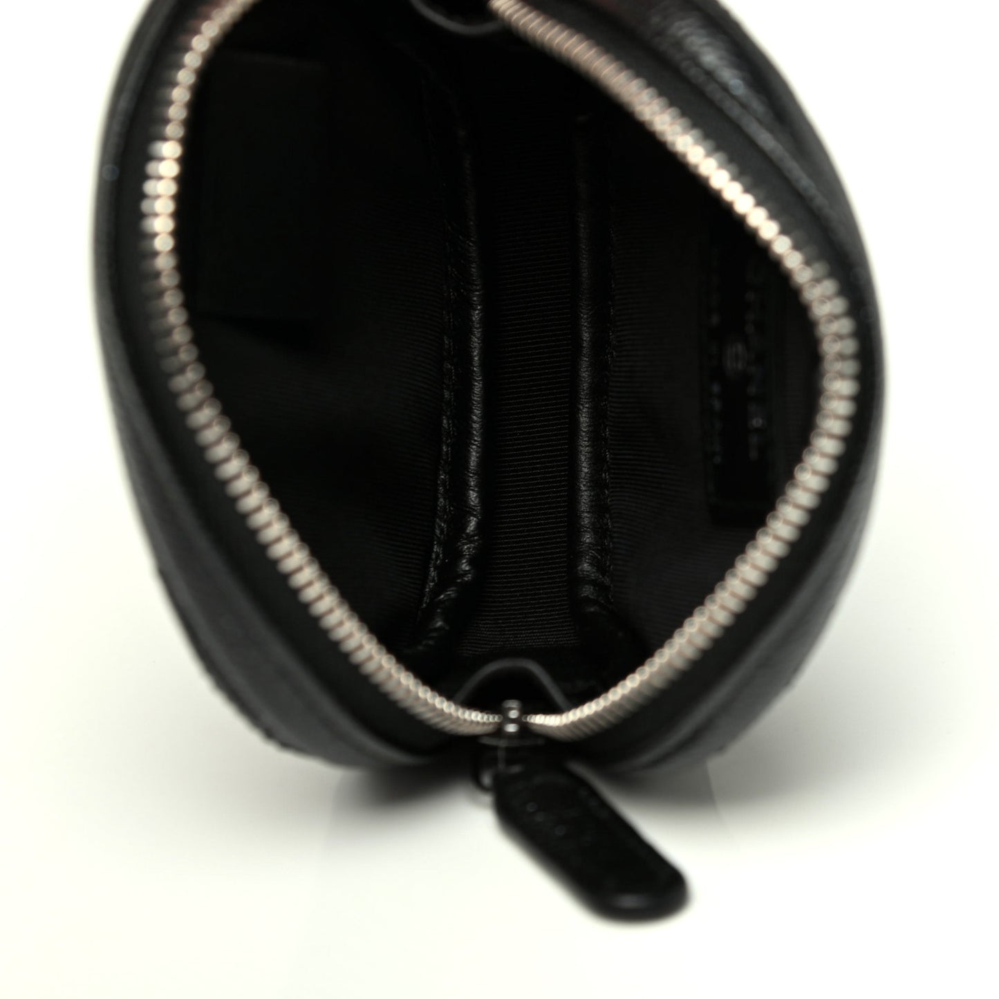 Iridescent Caviar Quilted Zip Around Classic Coin Purse Black