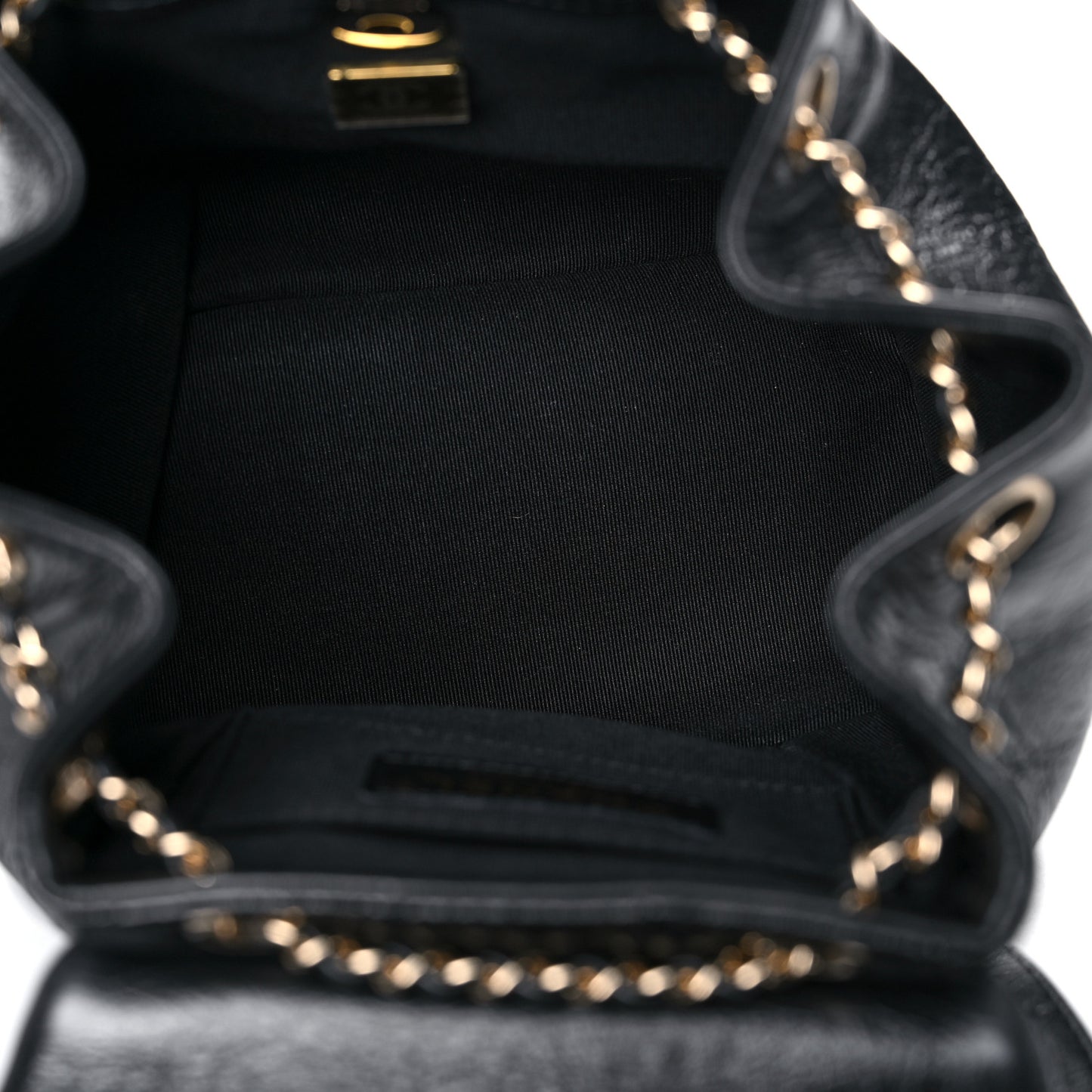 Glazed Aged Calfskin Quilted Small Duma Drawstring Backpack Black