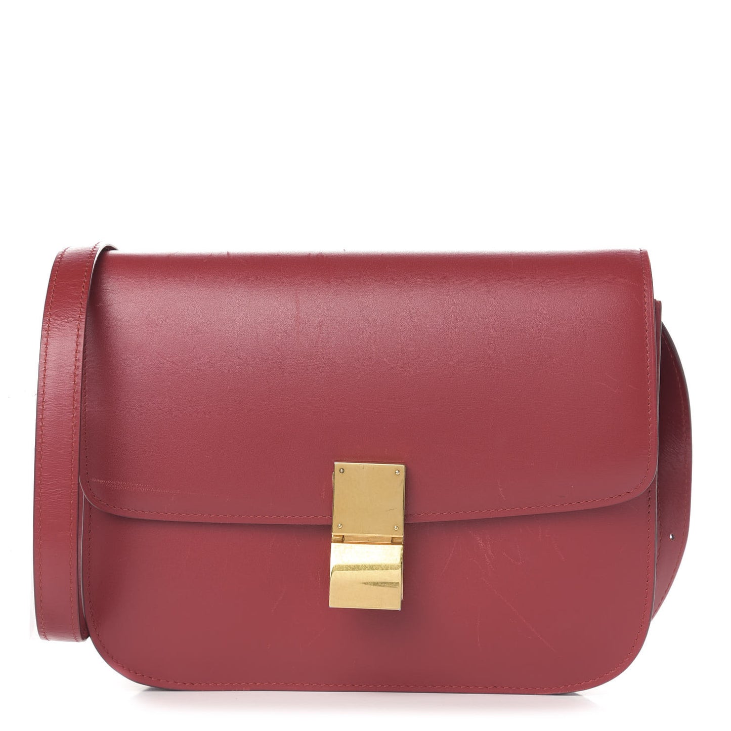 Box Calfskin Medium Classic Box Flap Bag Red