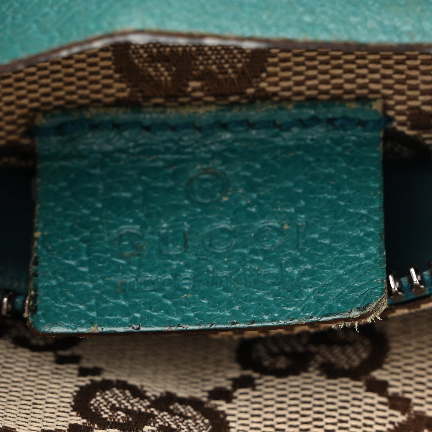 GG Monogram Web Double Pocket Belt Bag Turquoise