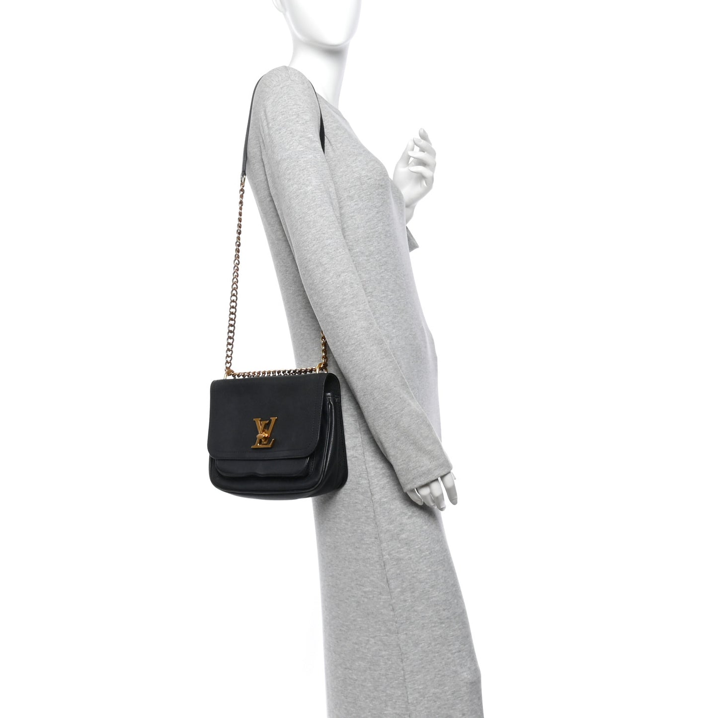 Grained Calfskin Lockme Chain Bag PM Black