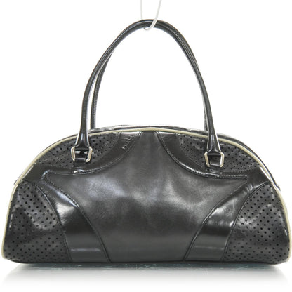 Prada Vitello Drive Perforated Bowling Bag Black 1 of 8