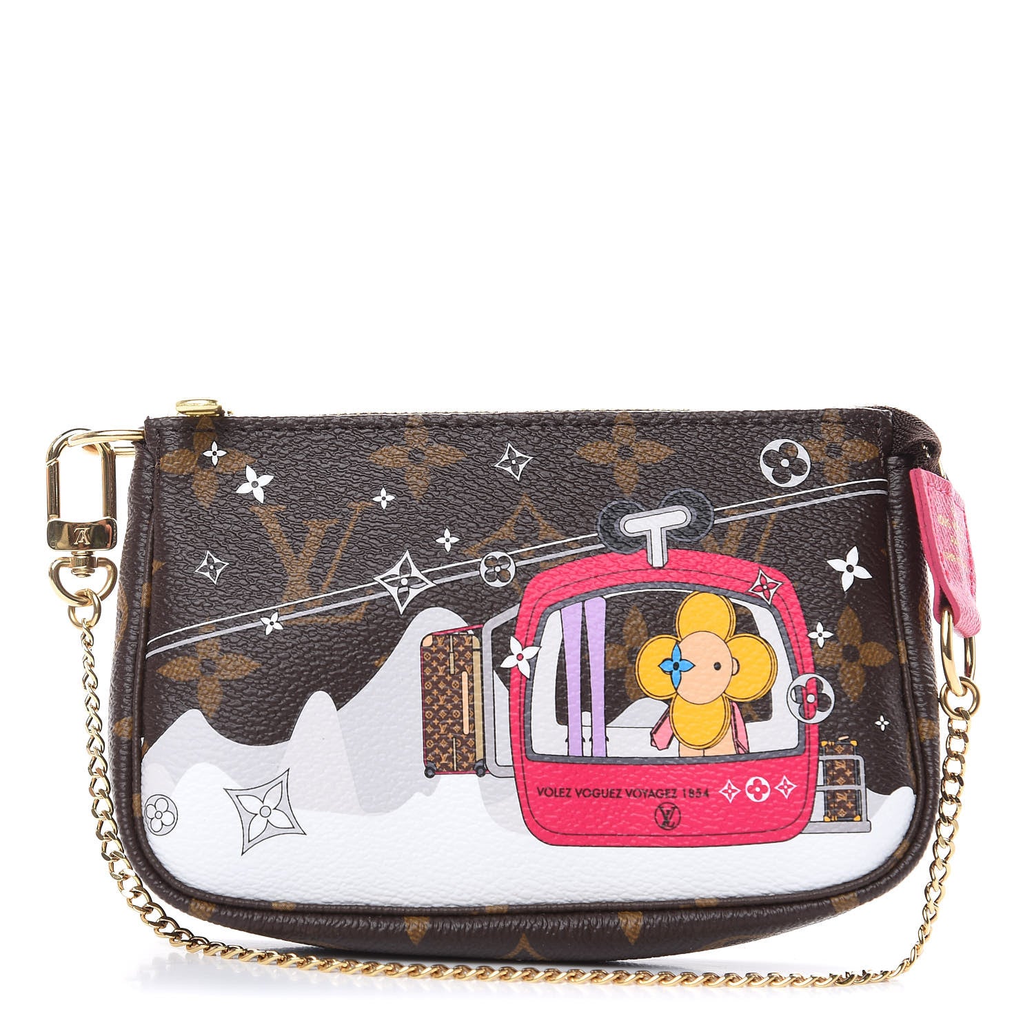 Louis Vuitton Monogram 2019 Christmas Animation Mini Courchevel Pochette Accessories Fuchsia 1 of 8