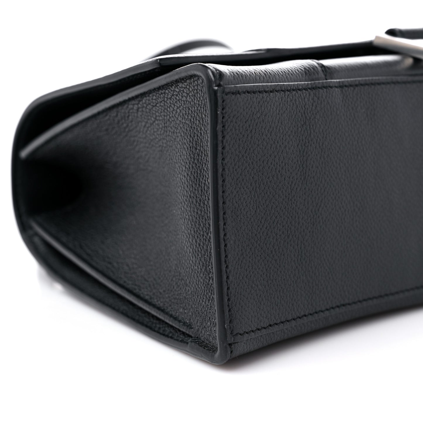 Grained Calfskin Medium Hourglass Top Handle Bag Black