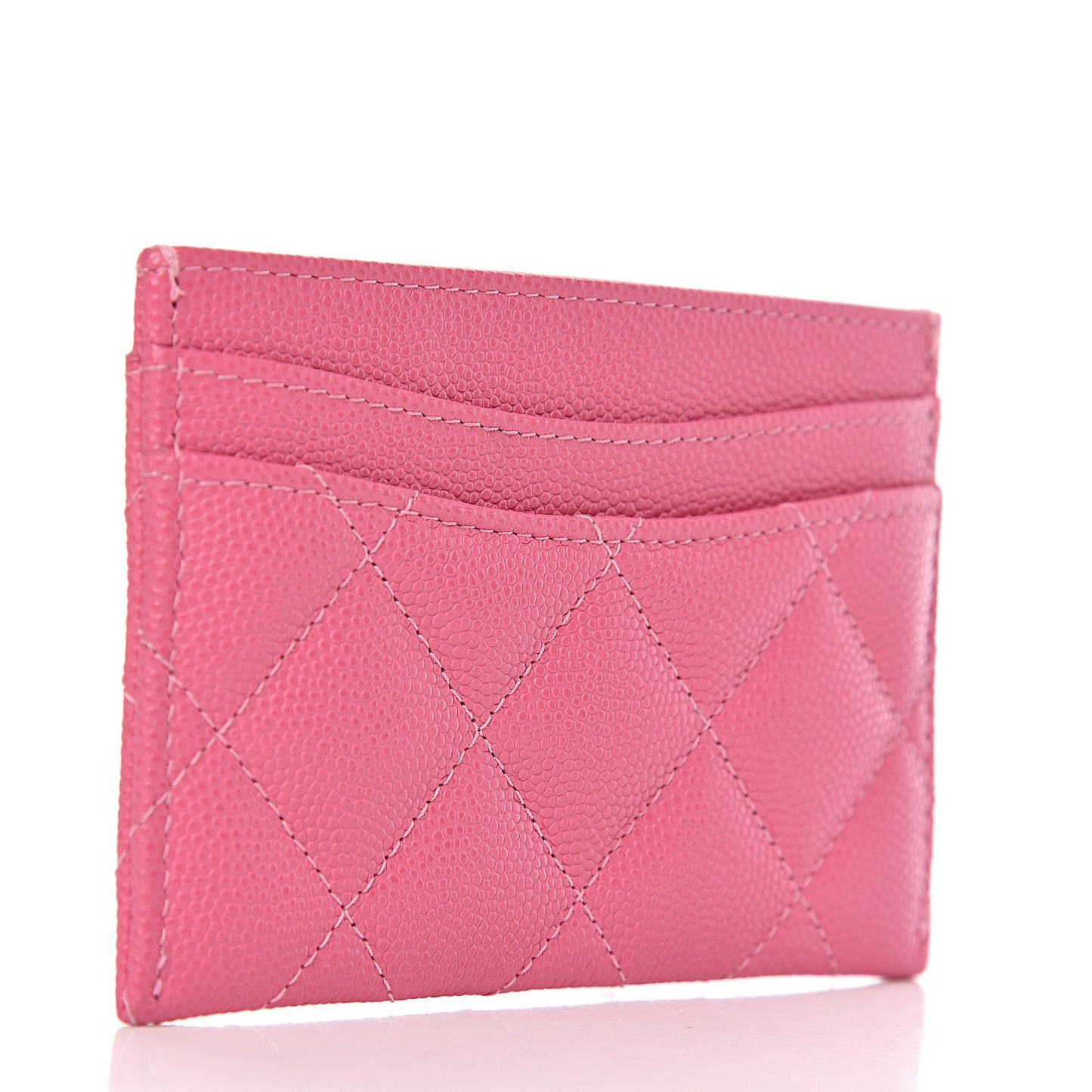 Caviar Quilted Card Holder Pink