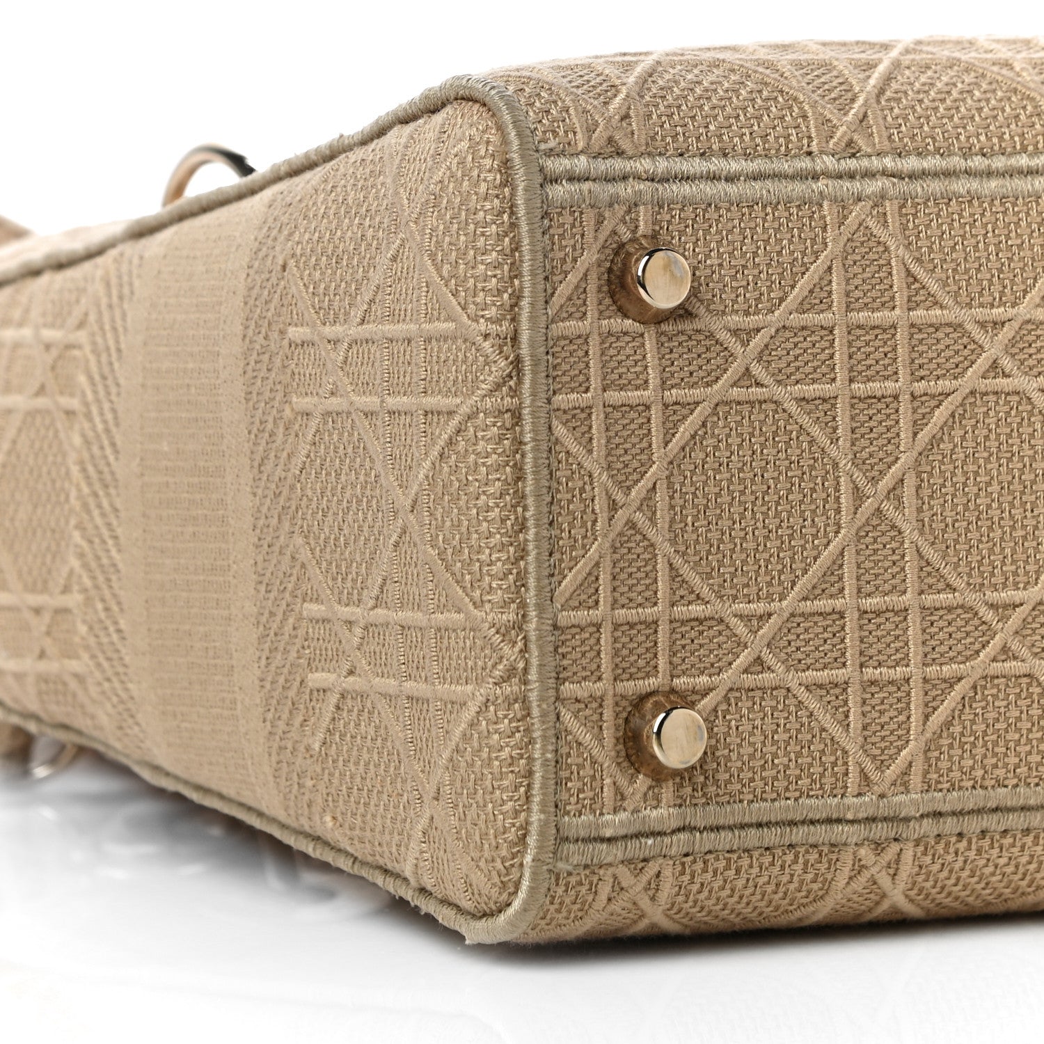 Christian Dior Canvas Embroidered Medium Lady D-Lite Beige 9 of 13