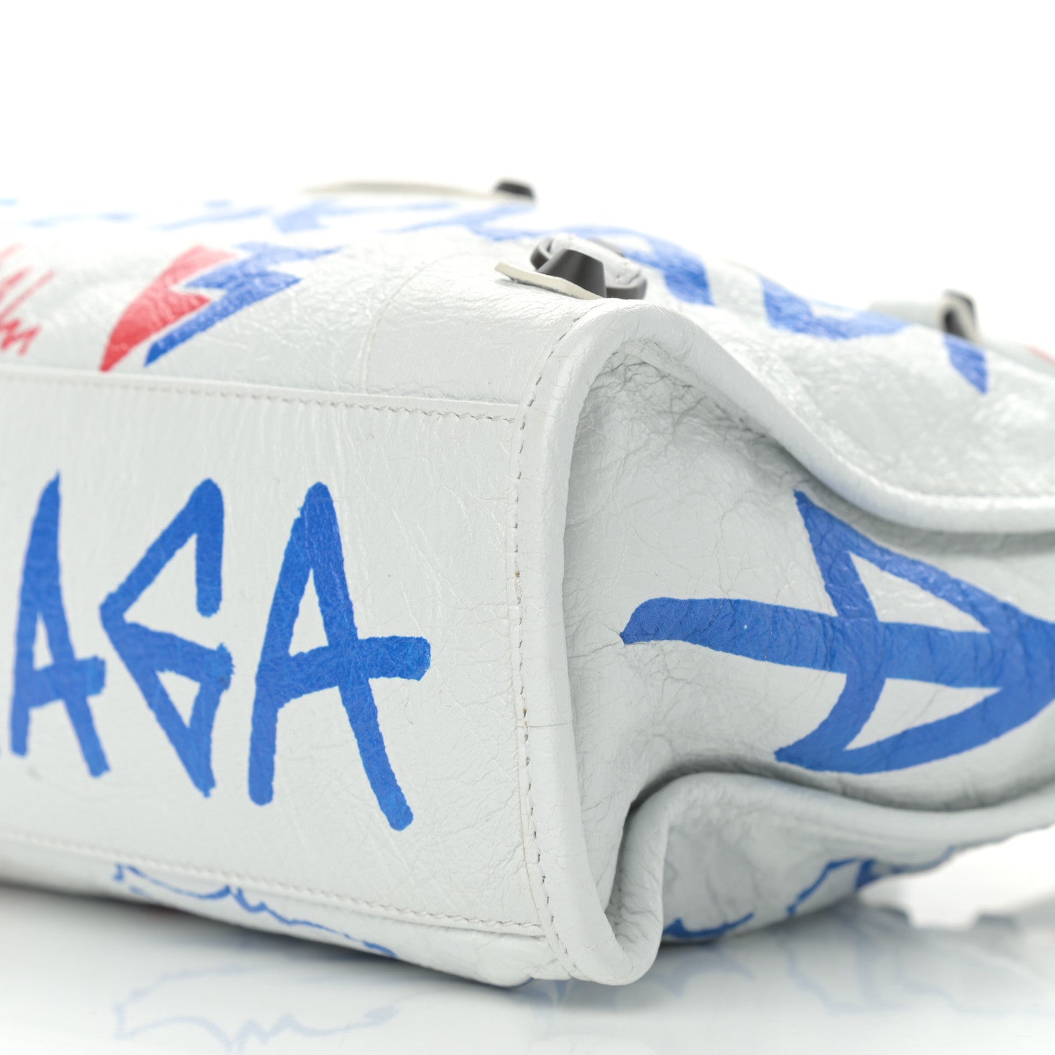 Balenciaga Agneau Graffiti All Over Classic Hardware S City White Bleu Rouge 9 of 9