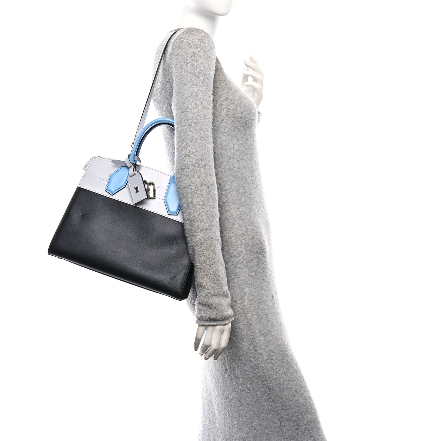 Louis Vuitton Taurillon City Steamer MM Black Blue 2 of 9