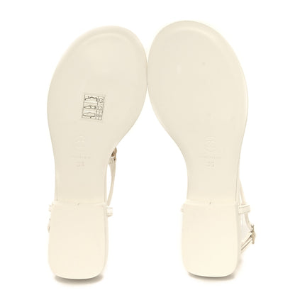 Chanel Lambskin Metal Heart Thong Sandals 36 White 5 of 8