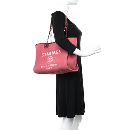 Chanel Canvas Small Deauville Tote Red 2 of 13