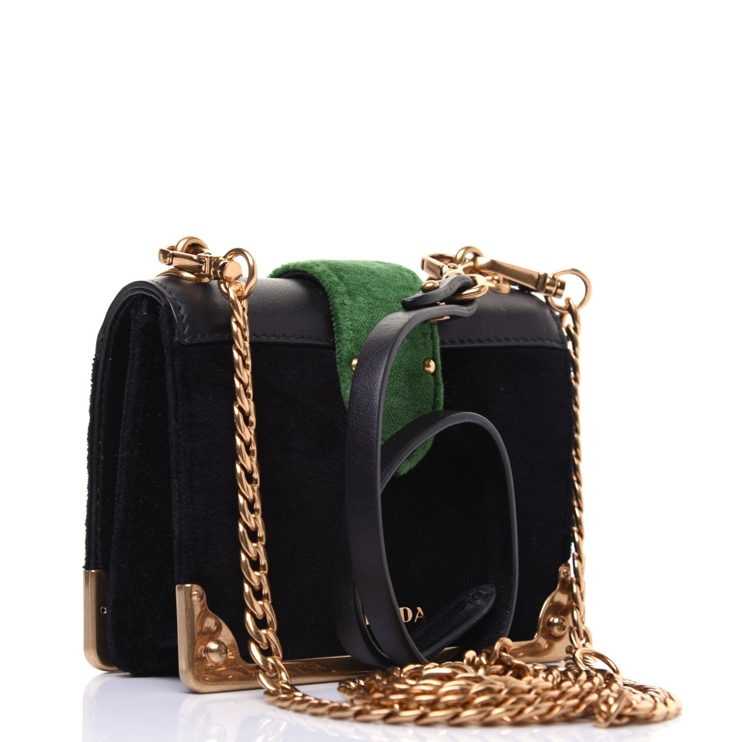 Prada Velvet City Calfskin Micro Cahier Bag Black Alloro 4 of 13