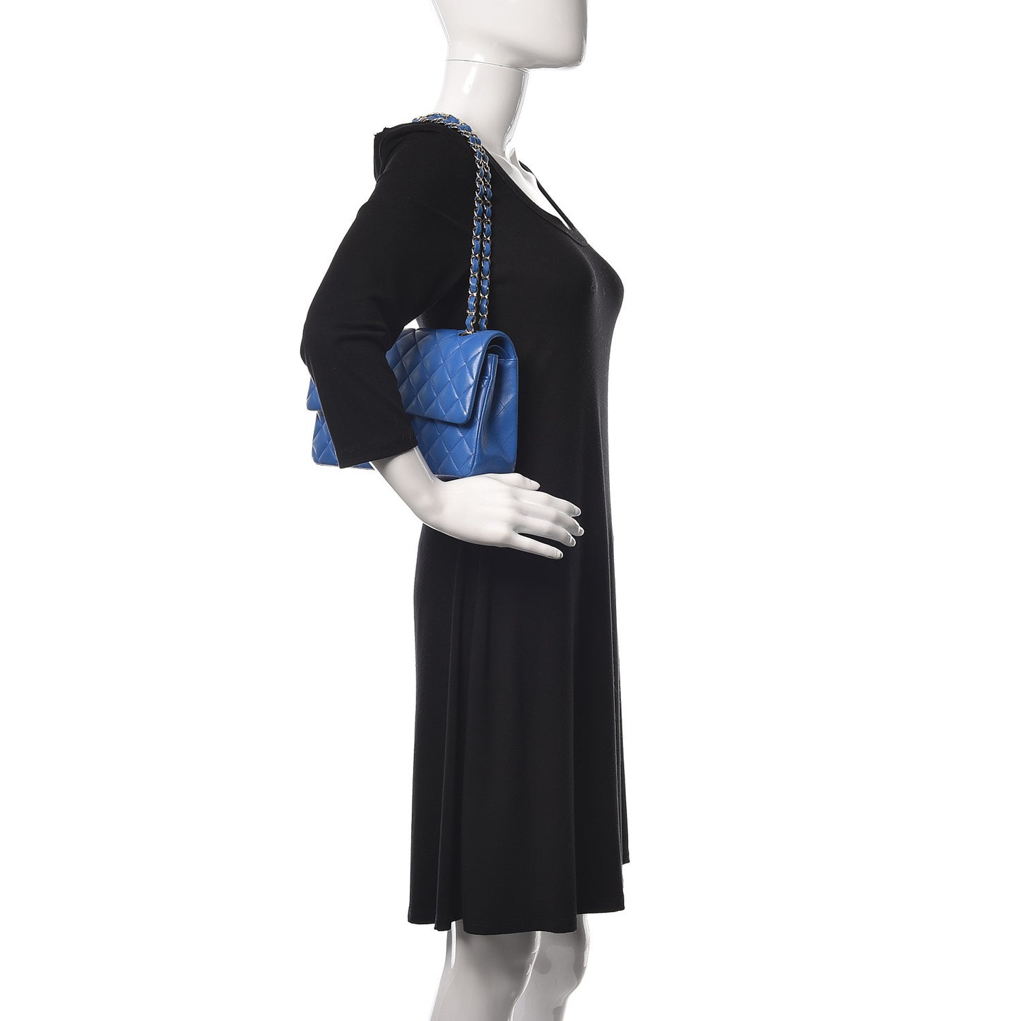 Lambskin Quilted Medium Double Flap Blue