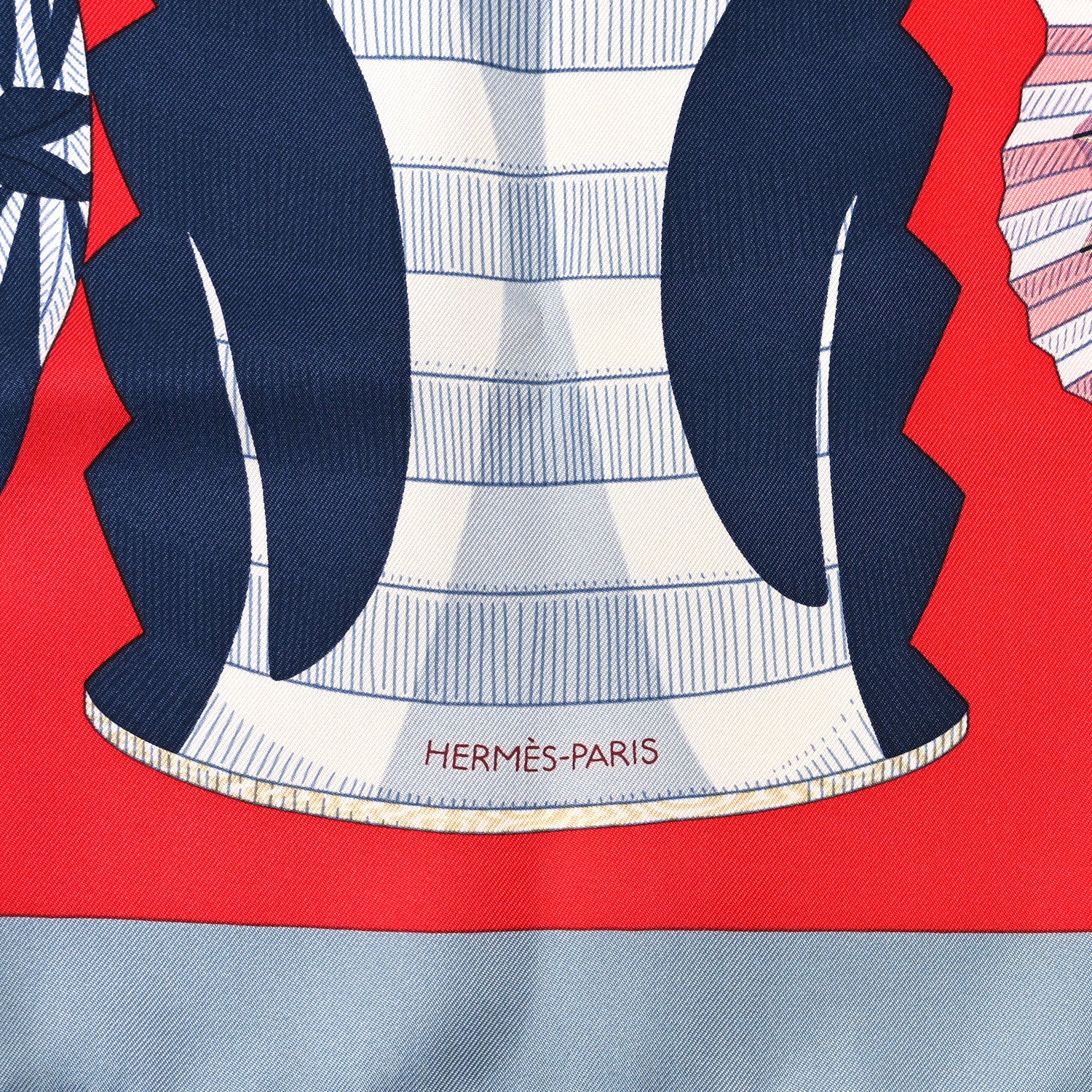 Hermes Silk Lanternes Ballons et Cocardes Scarf 90 Gris Rouge Mauve 3 of 5
