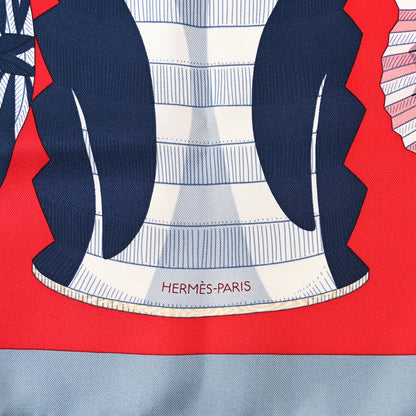 Hermes Silk Lanternes Ballons et Cocardes Scarf 90 Gris Rouge Mauve 3 of 5