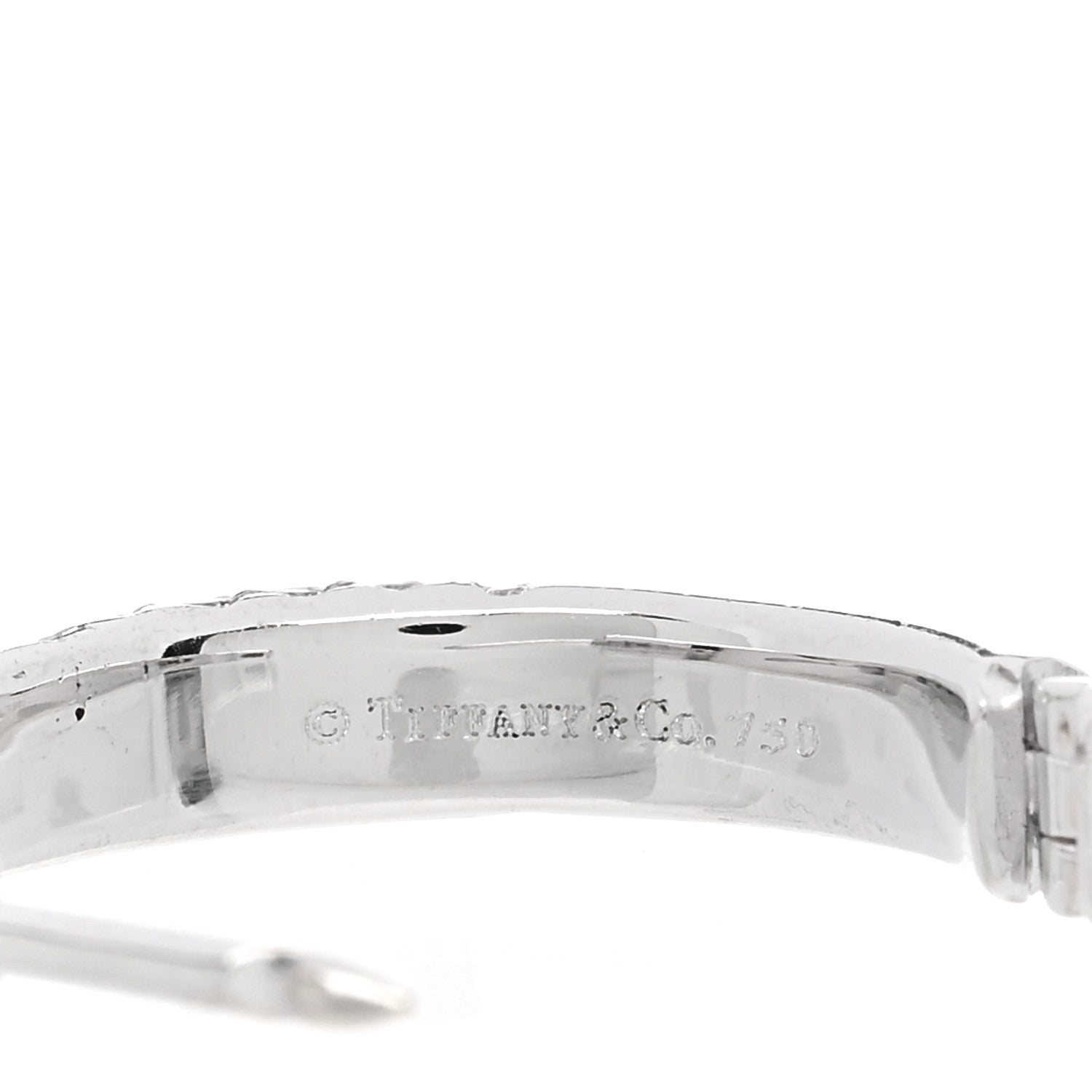 Tiffany 18K White Gold Diamond Square Hoop Earrings 4 of 4
