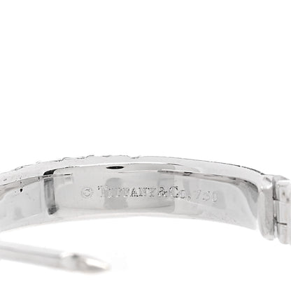 Tiffany 18K White Gold Diamond Square Hoop Earrings 4 of 4