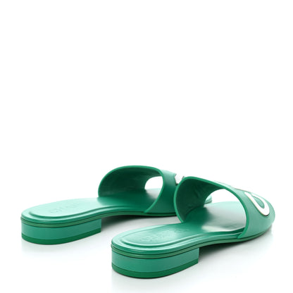 Chanel Calfskin Patent Calfskin Logo Mules 40 Green White 4 of 8