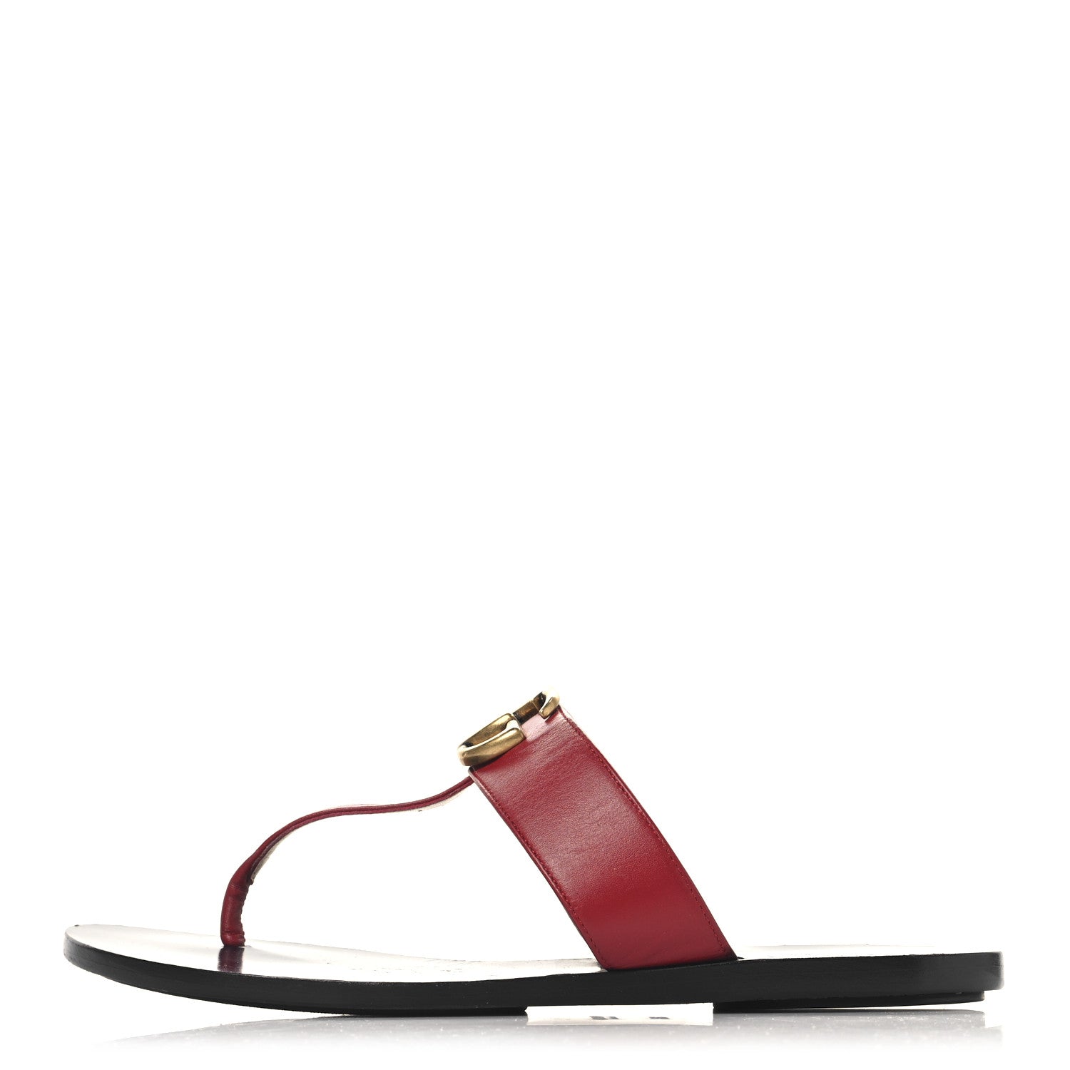 Gucci Calfskin GG Marmont Thong Sandals 36.5 Red 1 of 9