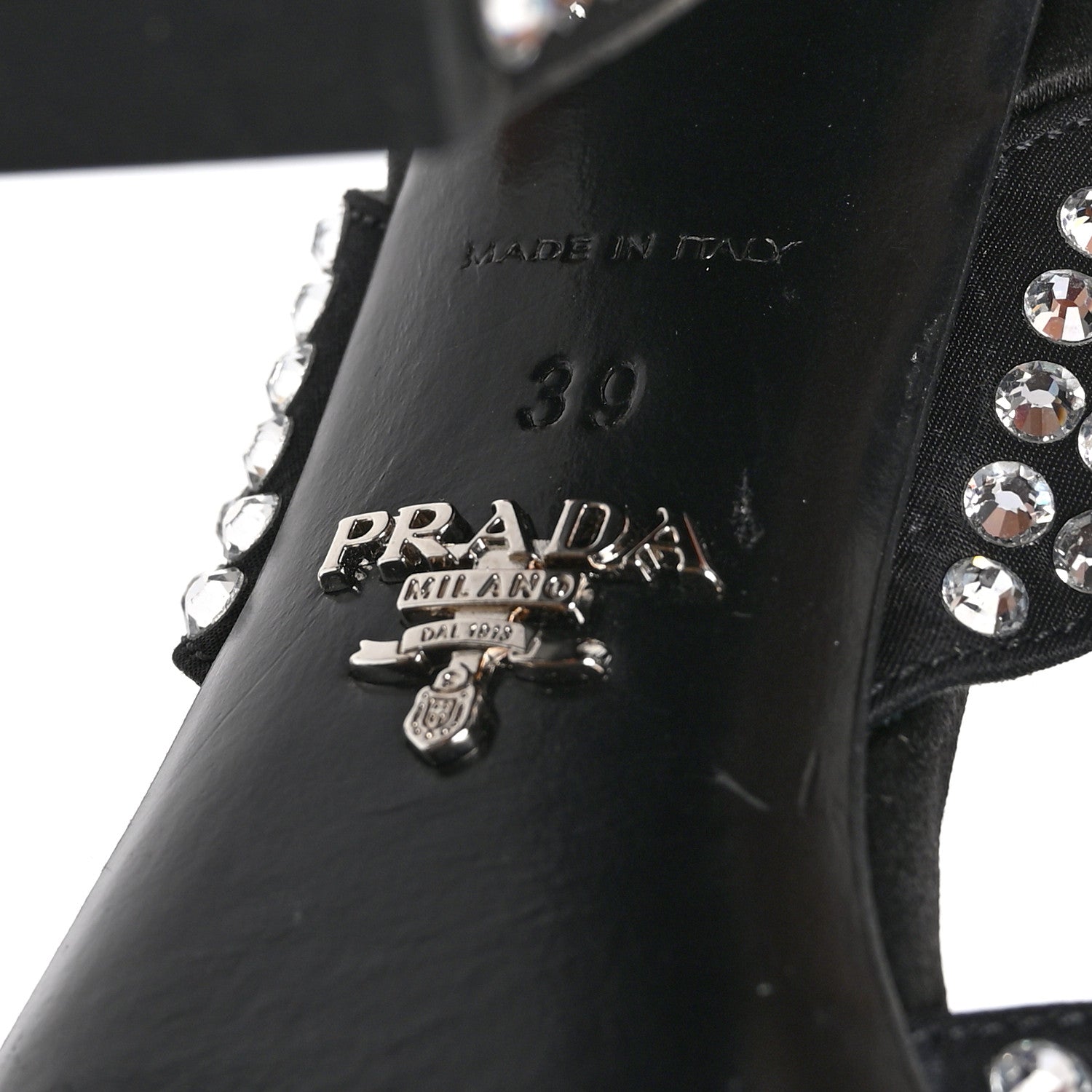 Prada Satin Crystal Calzature Donna 105mm Sandals 39 Cristal 7 of 7