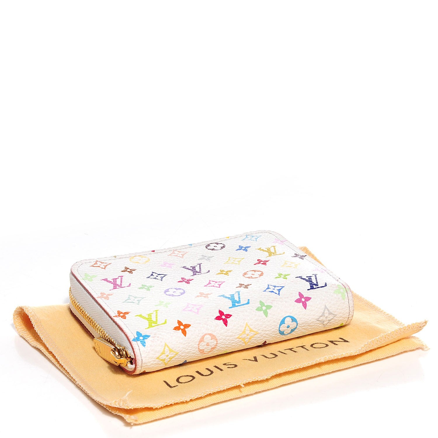 Louis Vuitton Monogram Multicolor Zippy Coin Purse Wallet White Litchi 4 of 7