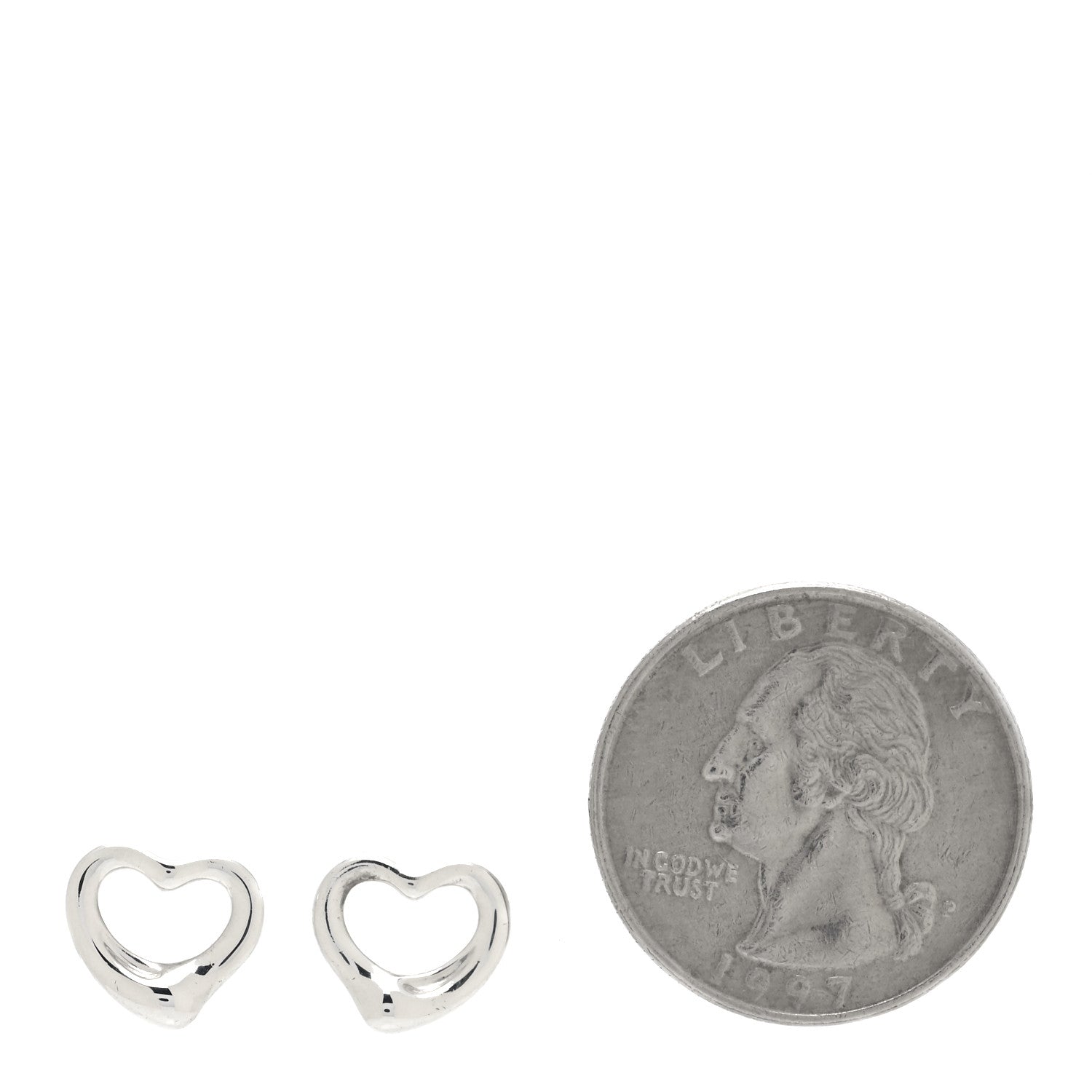 Tiffany Sterling Silver 11mm Elsa Peretti Open Heart Earrings 2 of 4