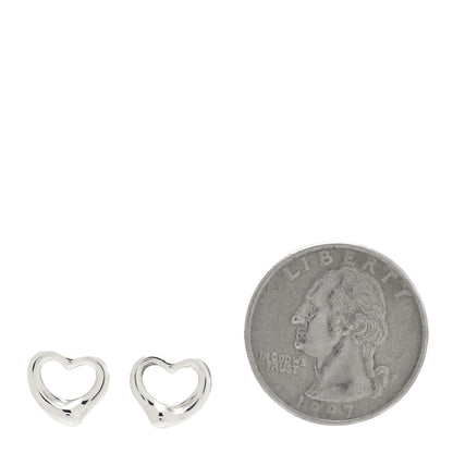 Tiffany Sterling Silver 11mm Elsa Peretti Open Heart Earrings 2 of 4