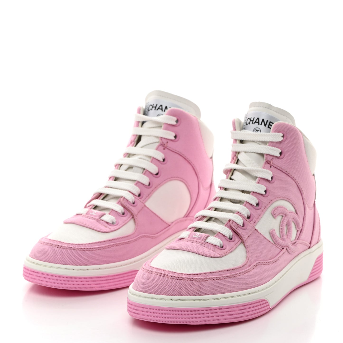Canvas High Top Sneakers 38 Pink White