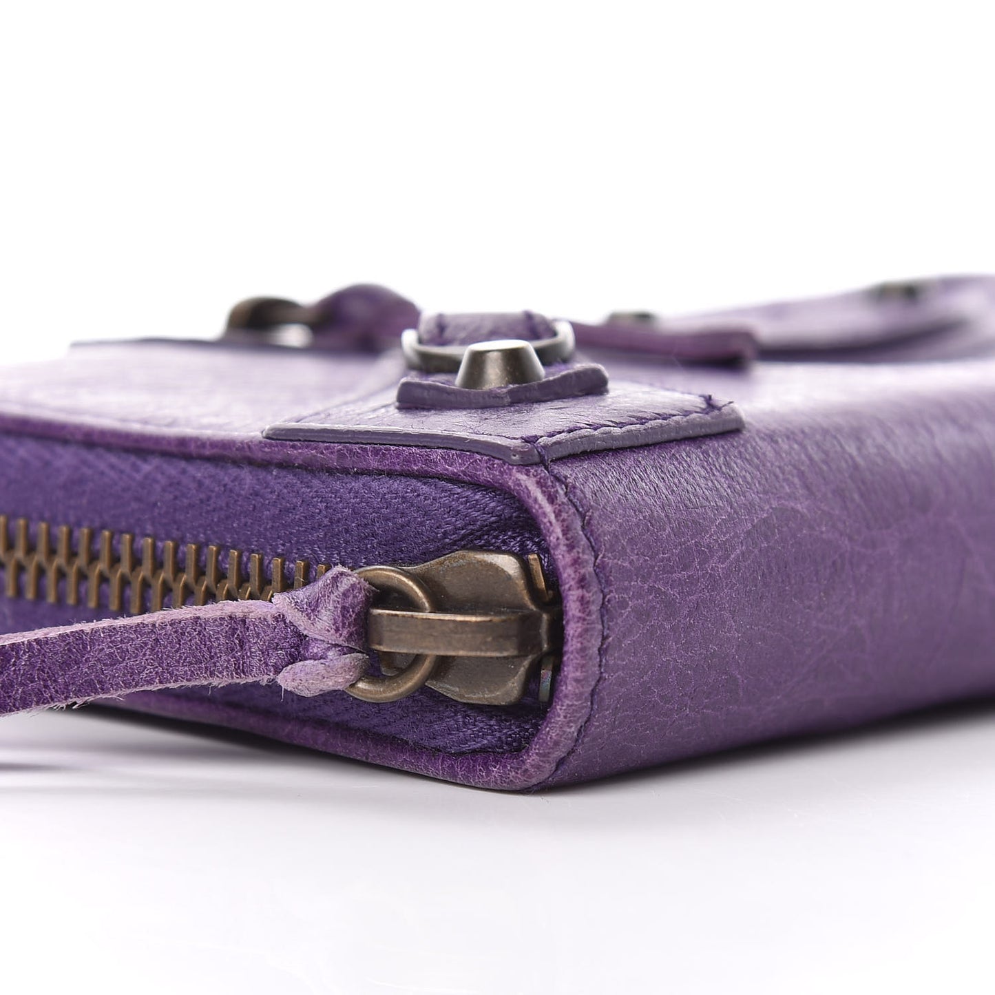Agneau Classic Hardware Continental Zip Around Wallet Dark Violet