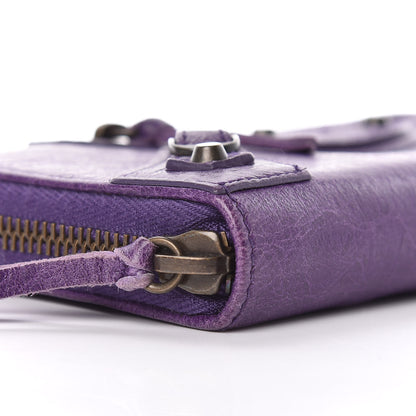 Balenciaga Agneau Classic Hardware Continental Zip Around Wallet Dark Violet 9 of 10