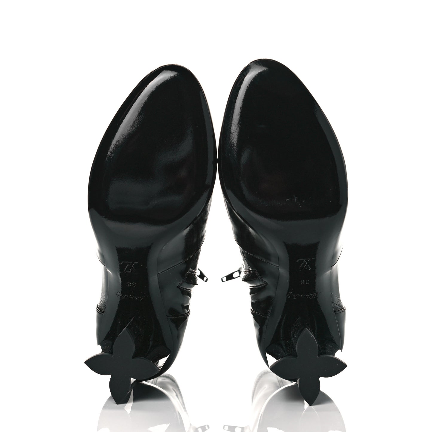 Patent Silhouette Ankle Boots 38 Black