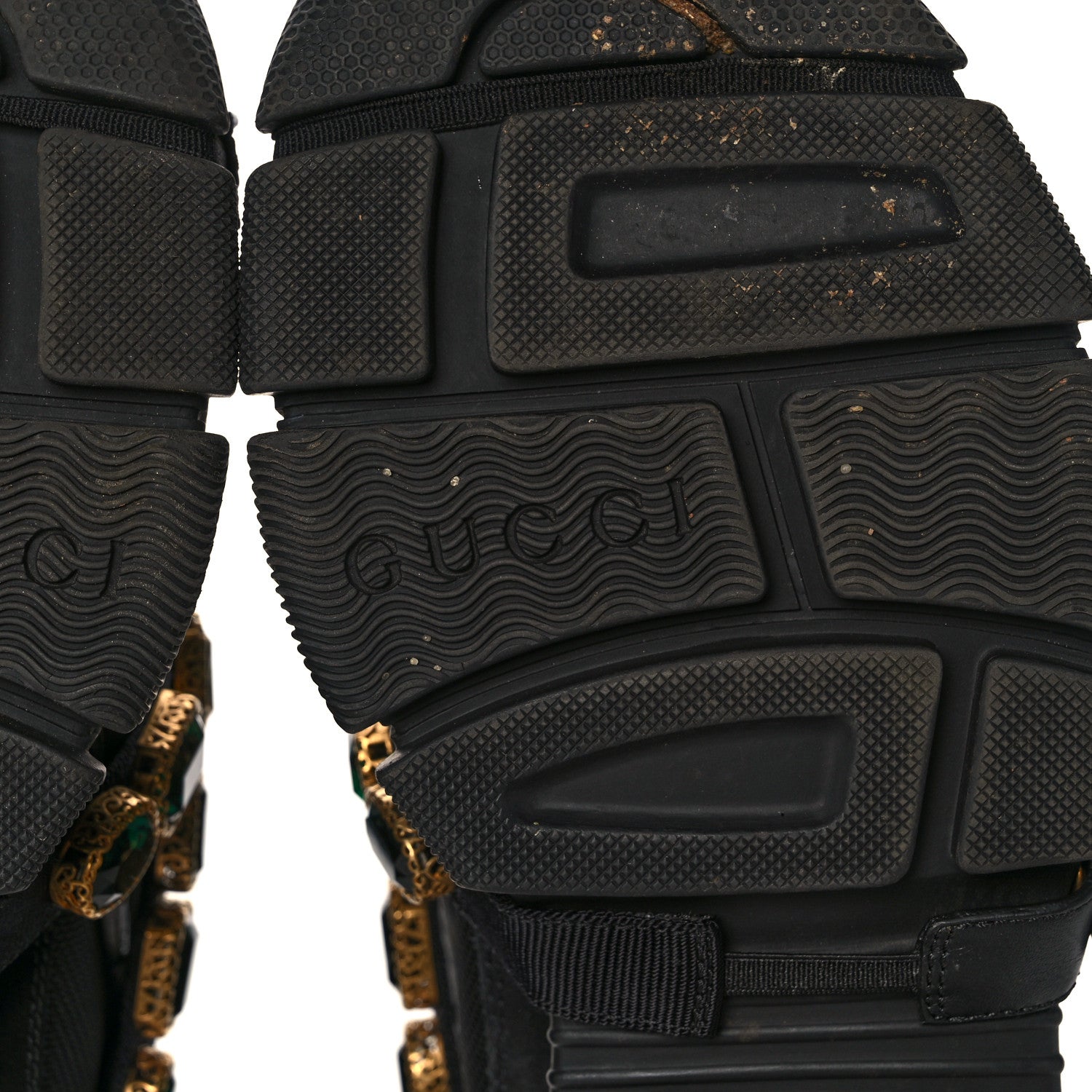 Gucci X SEGA Mesh Suede Calfskin Removable Crystals Womens Flashtrek Sneakers 37 Black Silver 6 of 7