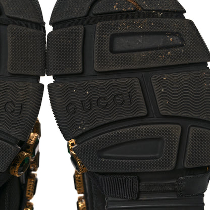 Gucci X SEGA Mesh Suede Calfskin Removable Crystals Womens Flashtrek Sneakers 37 Black Silver 6 of 7