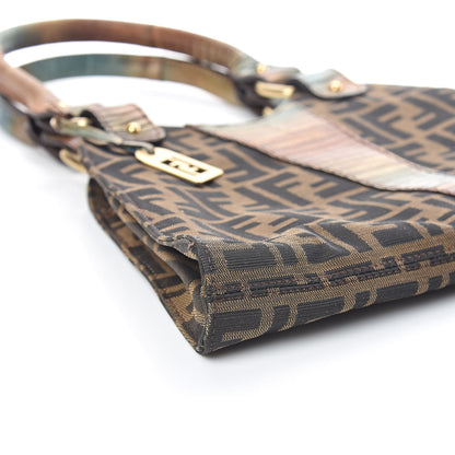 Fendi Zucca Lizard Small Devil Trapezio Tote Tobacco 8 of 11