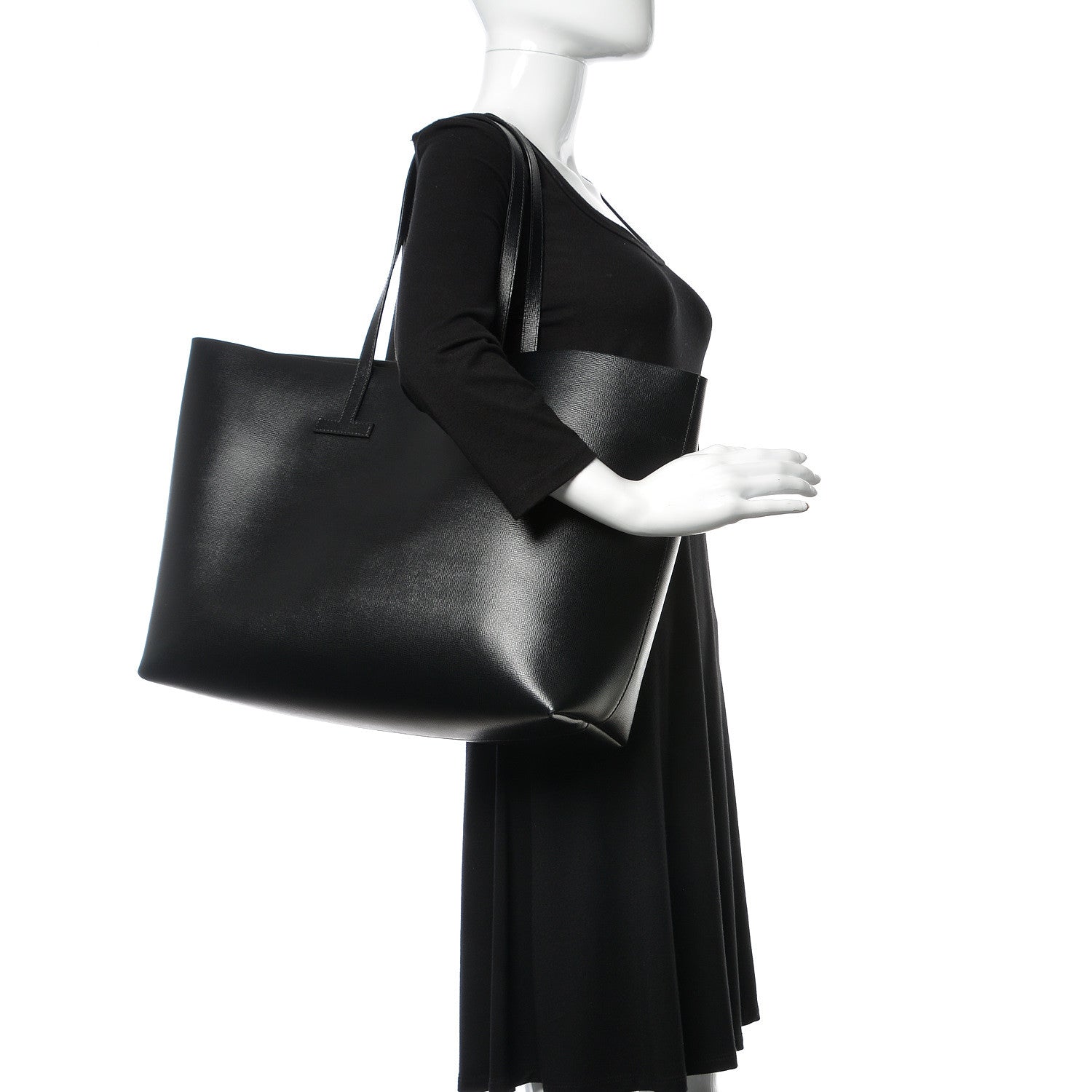 Tom Ford Grained Calfskin Large T Tote Black 2 of 8