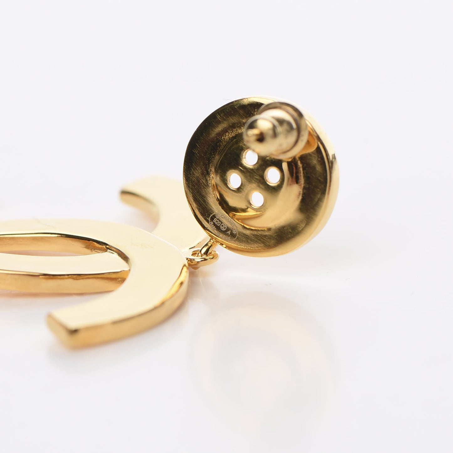 Metal Large Paris Button Earrings Gold