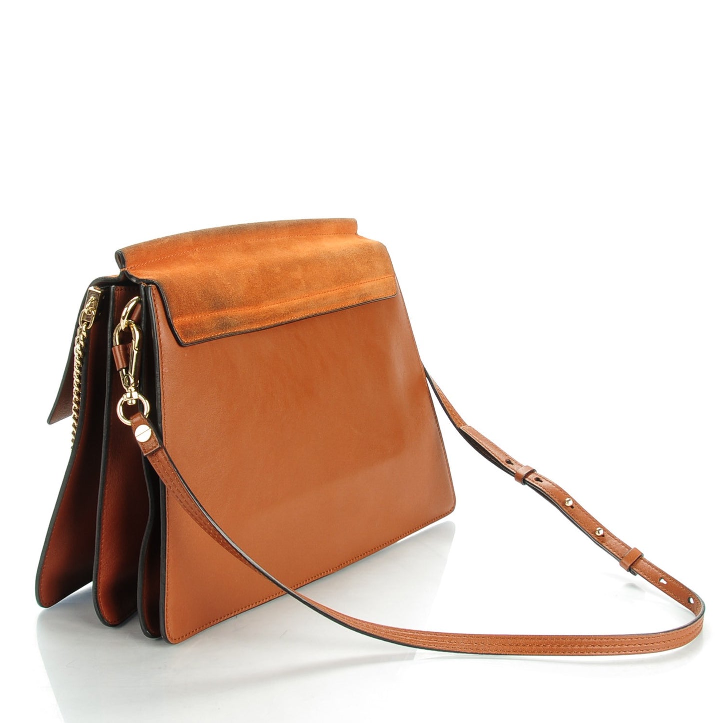 Suede Calfskin Medium Faye Shoulder Bag Tobacco