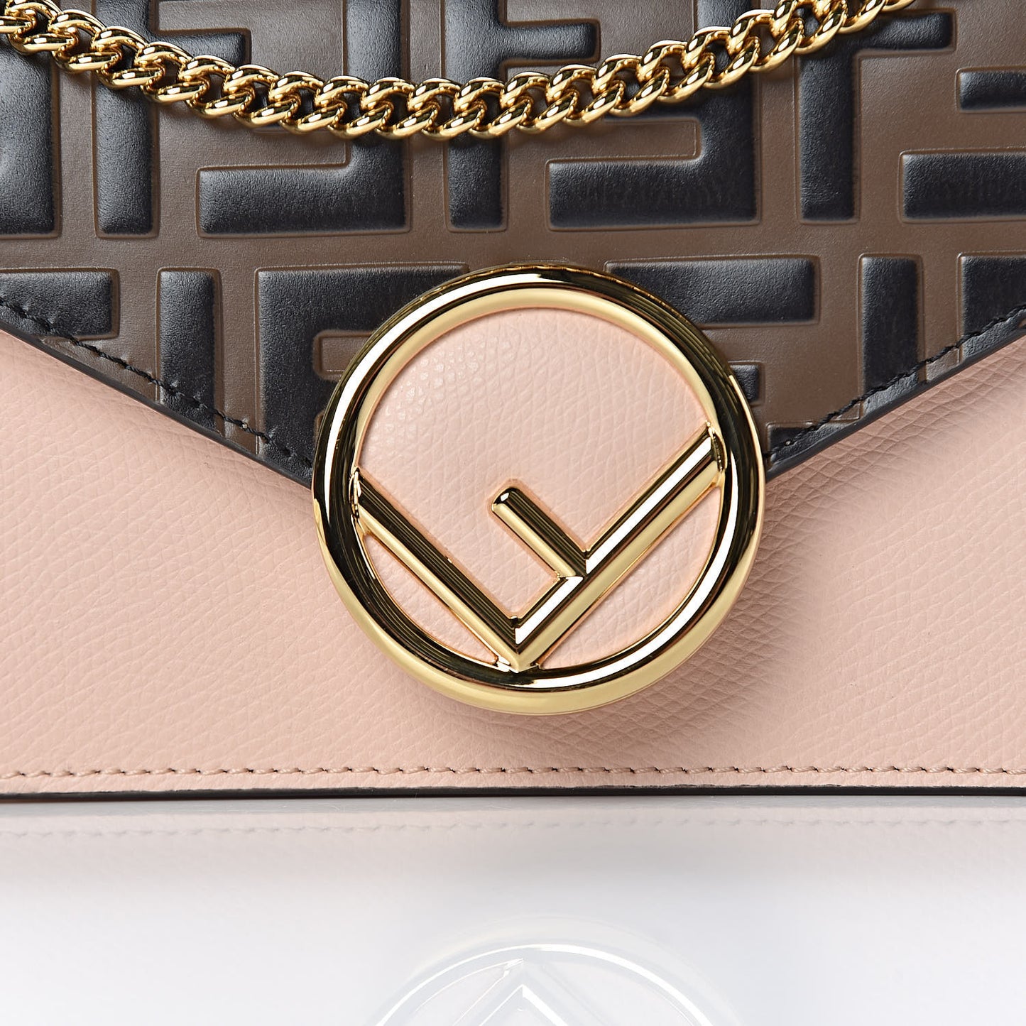 Vitello Cruise F is Fendi Bi-Color FF 1974 Embossed Envelope Belt Bag Maya Black Light Rose