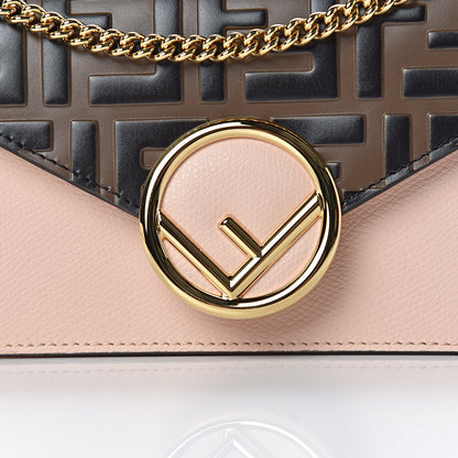 Fendi Vitello Cruise F is Fendi Bi-Color FF 1974 Embossed Envelope Belt Bag Maya Black Light Rose 11 of 11