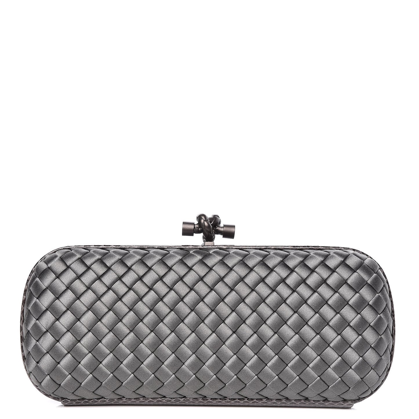 Satin Intreccio Impero Ayers Stretch Knot Clutch Grey