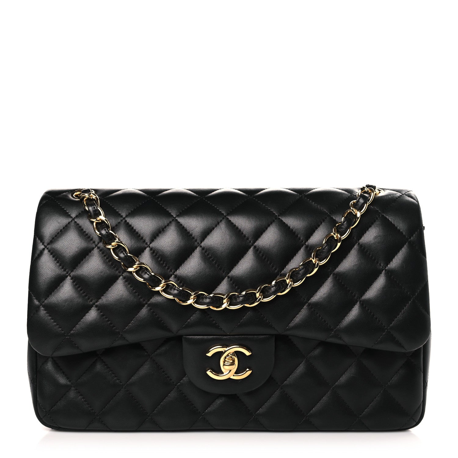 Chanel Lambskin Quilted Jumbo Double Flap Black 1 of 9