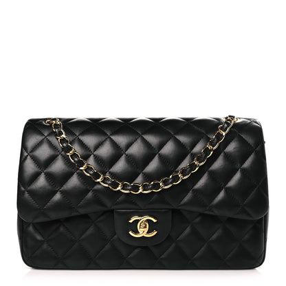 Chanel Lambskin Quilted Jumbo Double Flap Black 1 of 9