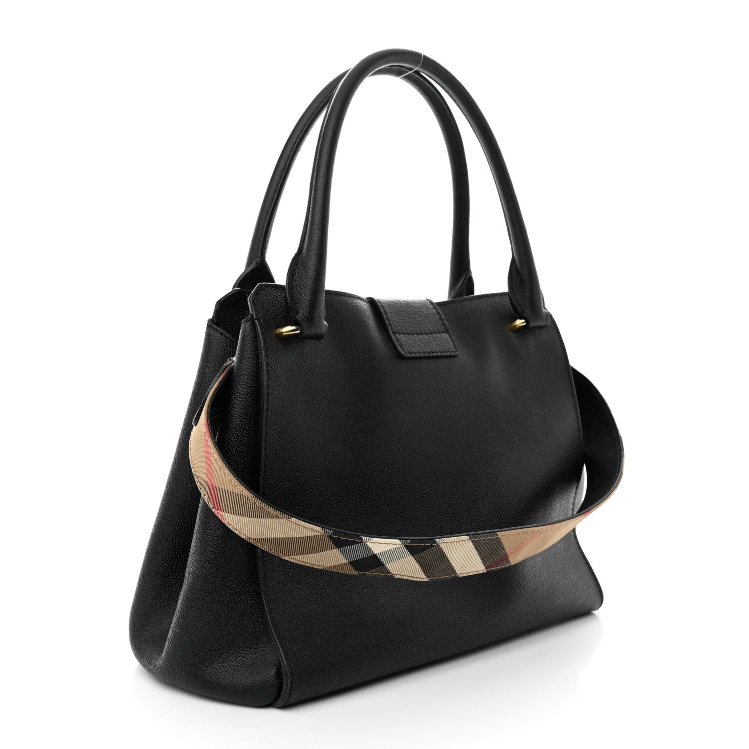 Burberry Soft Grain Calfskin Medium Buckle Tote Black 3 of 16