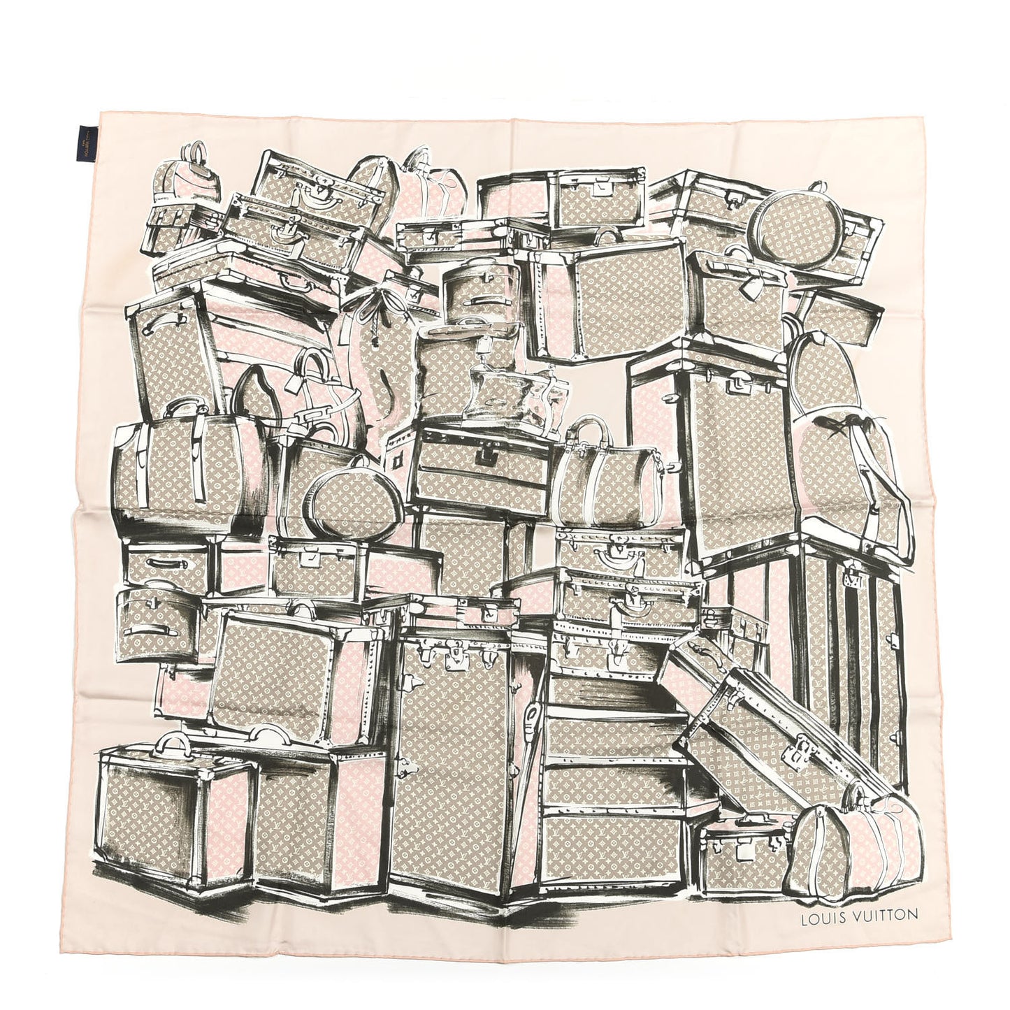 Silk Monogram Trunks Square Scarf Rose Poudre
