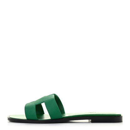 Hermes Epsom Oran Sandals 38.5 Malachite 1 of 5